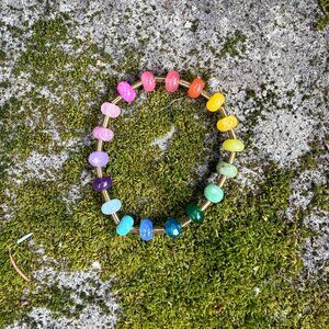 Rainbow Gemstone Candy Bracelet Elastic Bright Stacking Arm Party Bracelet